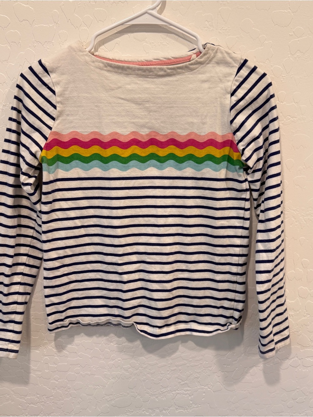 Boden Colorful Stripe Long-Sleeve Top Girls 12Y Rainbow Waves